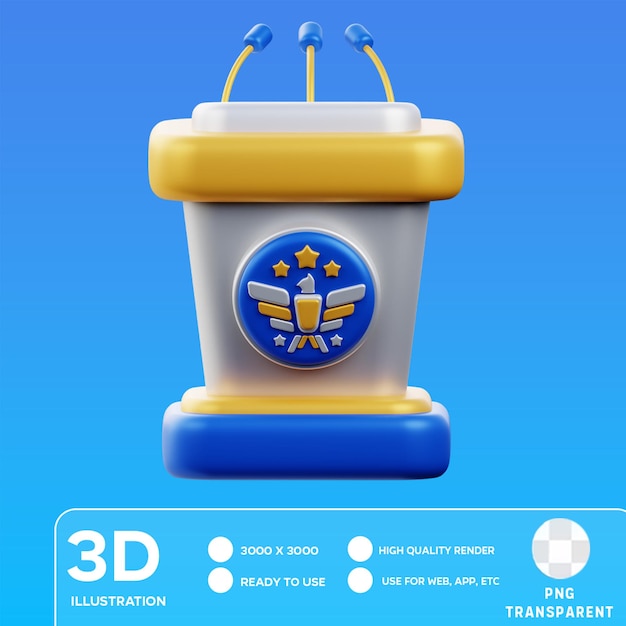 PSD ilustración 3d del podio de discursos de psd