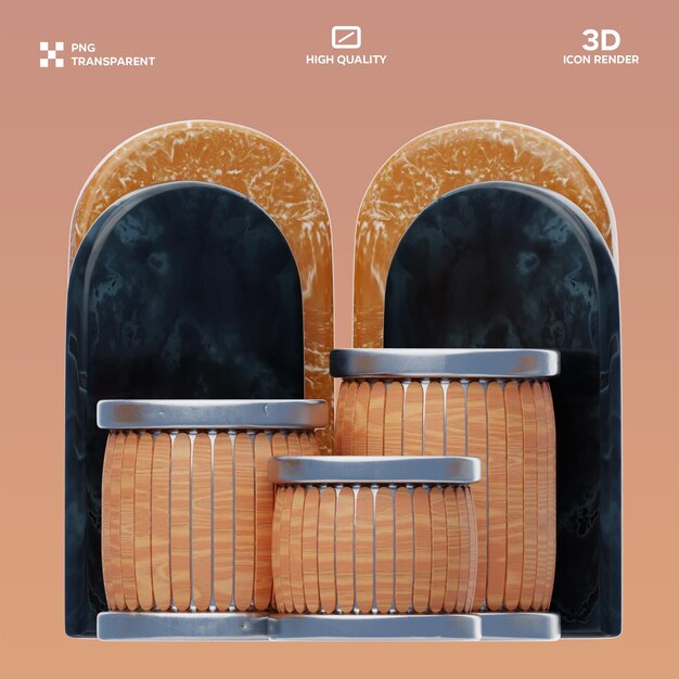 Ilustración 3D del podio de PSD