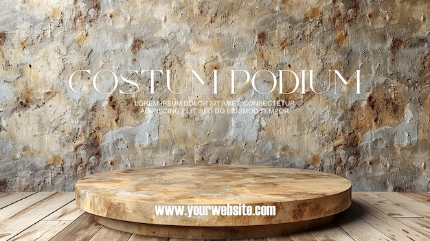 PSD ilustración en 3d de un podio vacío con un fondo abstracto, una maqueta de vista frontal muy realista