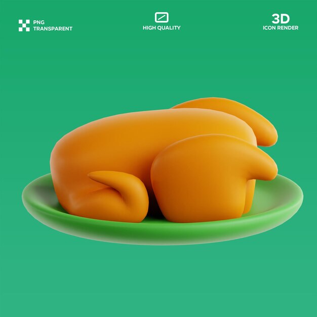 Ilustración 3D de pollo asado en PSD