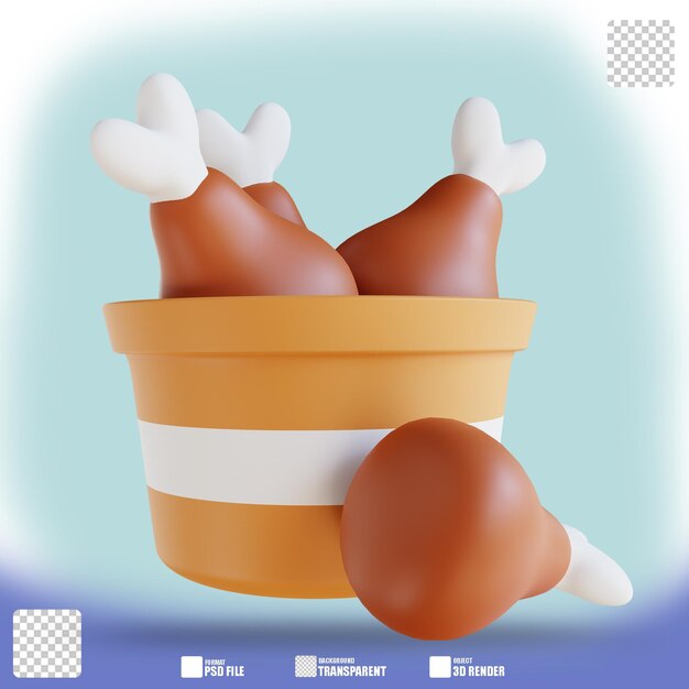 Ilustración 3D pollo frito