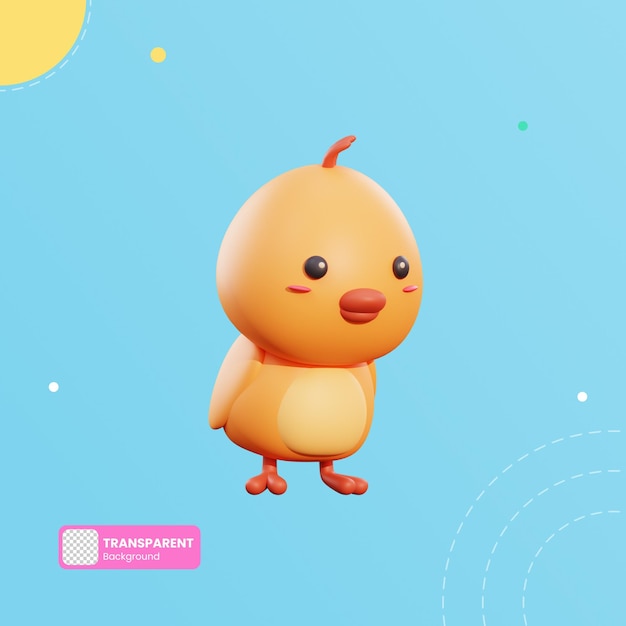 PSD ilustración 3d de pollo lindo