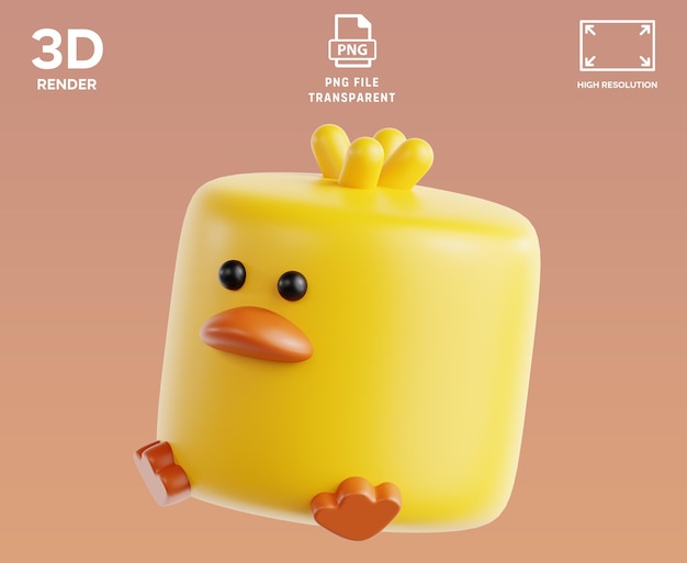 Ilustración en 3D del pollo de malvavisco