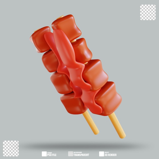 Ilustración 3d pollo satay 2