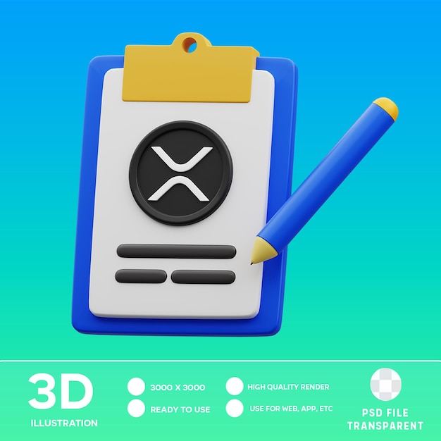 PSD ilustración 3d del portapapeles psd xrp