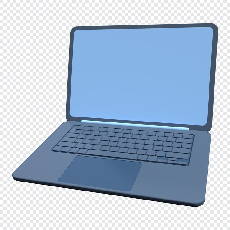 PSD ilustración 3d portátil aislado sobre fondo transparente portátil mínimo aislado pantalla en blanco concepto de tecnología futurista representación 3d