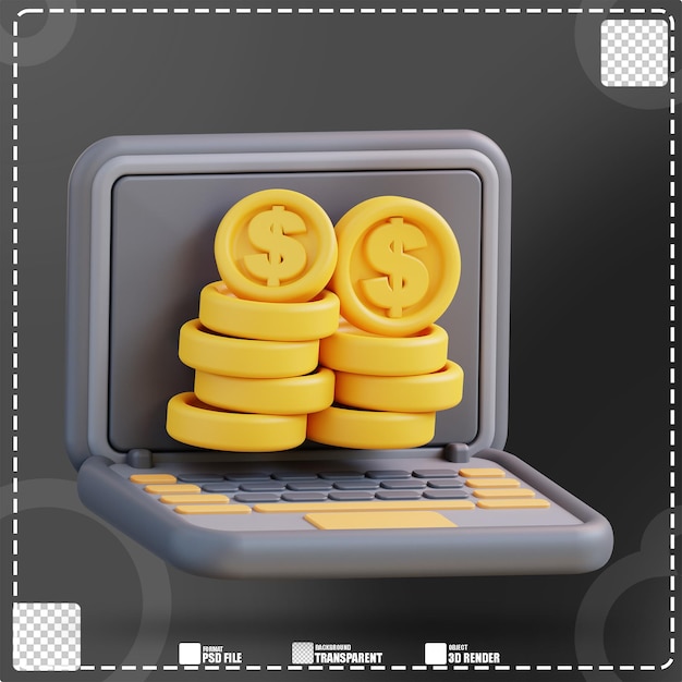 Ilustración 3d portátil verificar dólar saldo 2