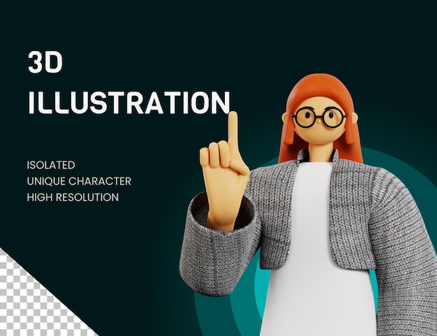 PSD ilustración 3d pose de dedo acusador