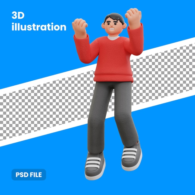 PSD ilustración 3d de la pose feliz del hombre