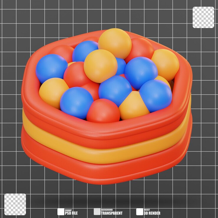 PSD ilustración en 3d del pozo de bolas con relleno blando 2