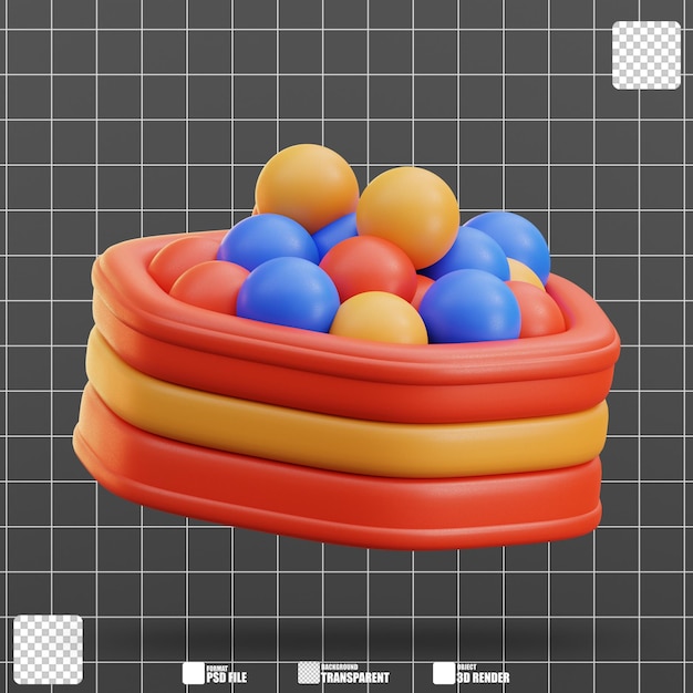 Ilustración en 3D del pozo de bolas con relleno blando 4