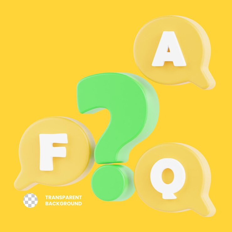 PSD ilustración 3d de las preguntas más frecuentes