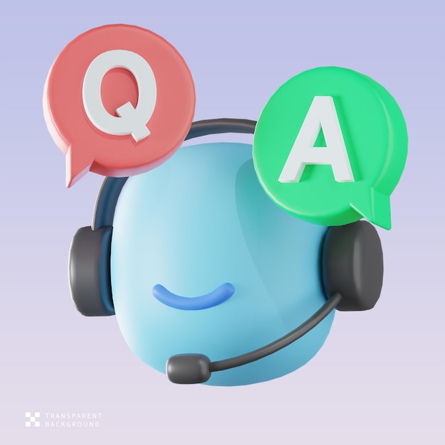 Ilustración 3D de preguntas y respuestas de PSD