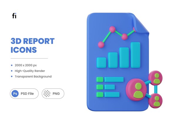 PSD ilustración en 3d presentación del informe de negocios