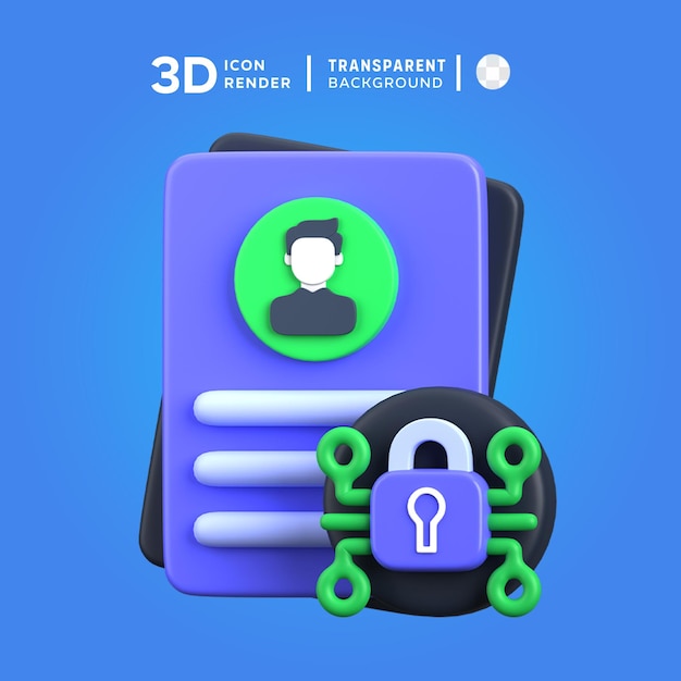 PSD ilustración 3d de la privacidad de datos de psd