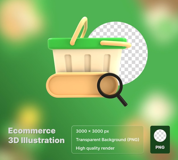 Ilustración 3D de productos de búsqueda con procesamiento de alta calidad