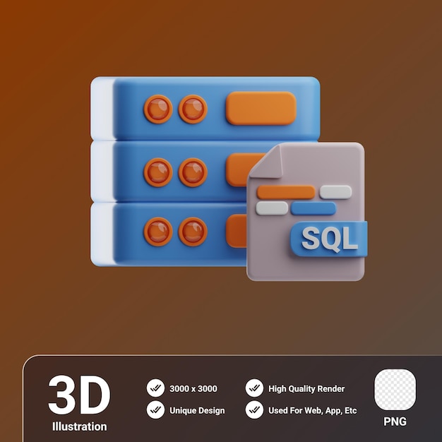 Ilustración 3D de programación de ordenadores de objetos Sql