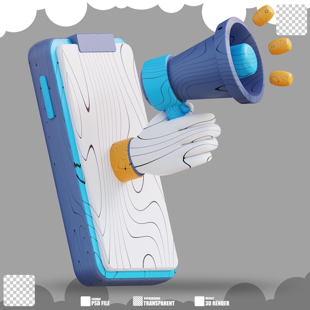 Ilustración 3d de promoción de marketing móvil 4