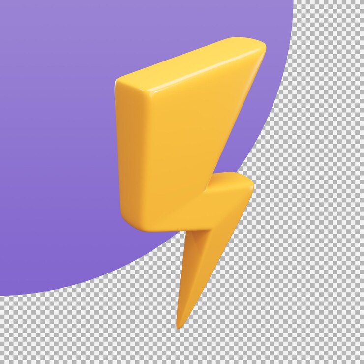 PSD ilustración 3d de promoción de venta flash de concepto de velocidad de entrega de rayo amarillo con trazado de recorte