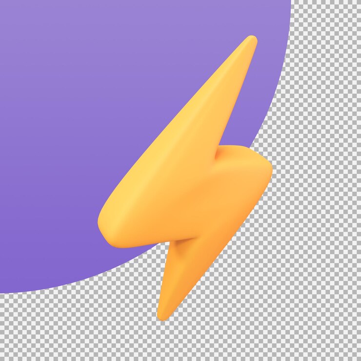 PSD ilustración 3d de promoción de venta flash de concepto de velocidad de entrega de rayo amarillo con trazado de recorte