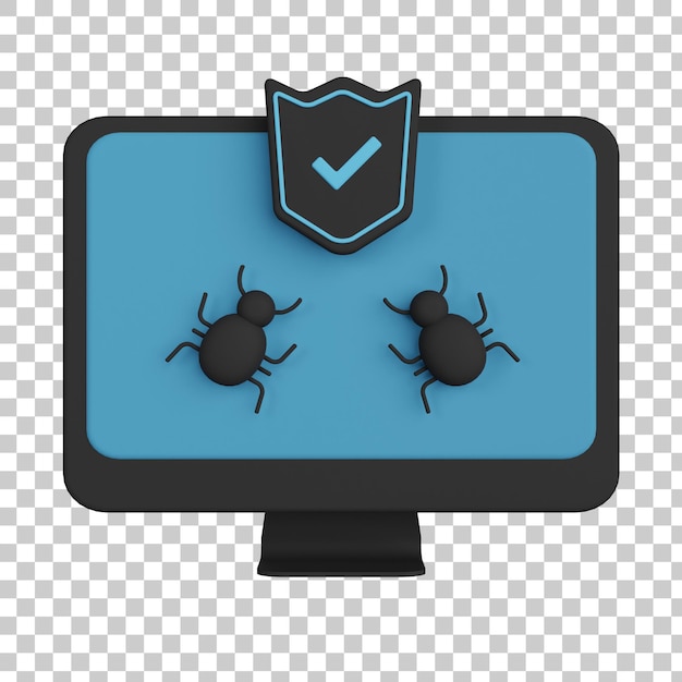 PSD ilustración 3d de protección contra malware