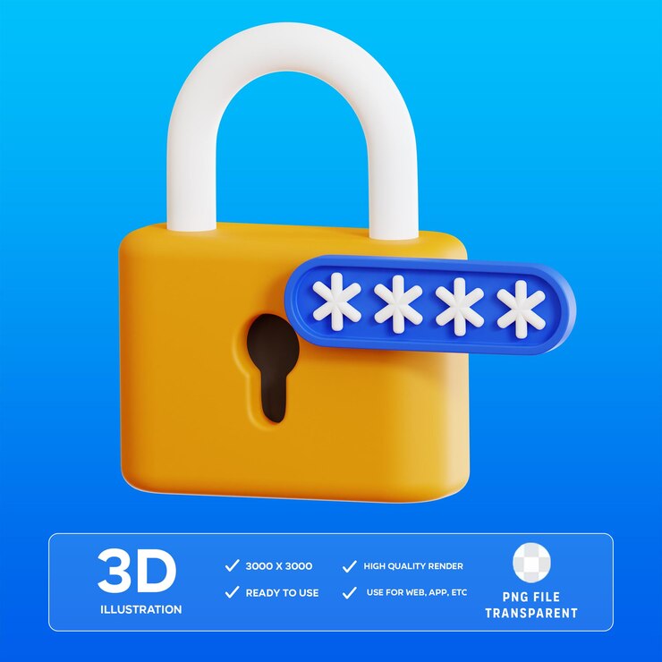 Ilustración 3D de la protección de contraseña de PSD