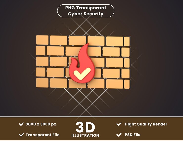 PSD ilustración 3d de protección de cortafuegos