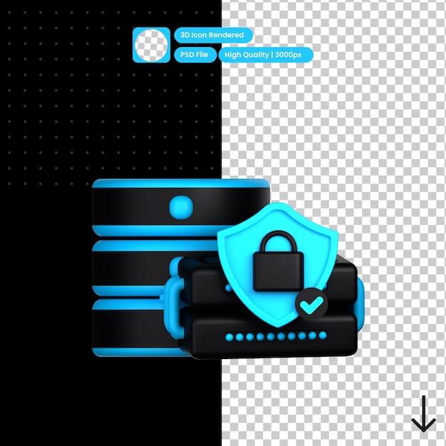 PSD ilustración 3d de la protección de datos de psd