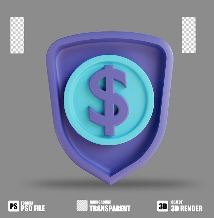 PSD ilustración 3d protección de monedas 3