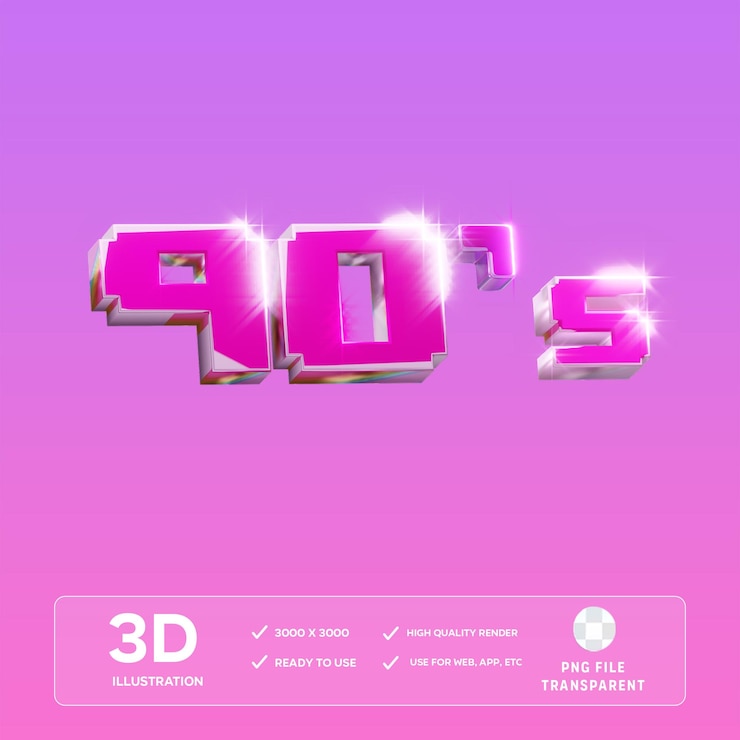 PSD ilustración en 3d de psd 90 s