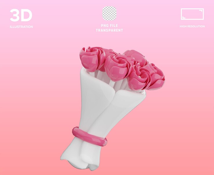PSD ilustración en 3d de psd bouqet