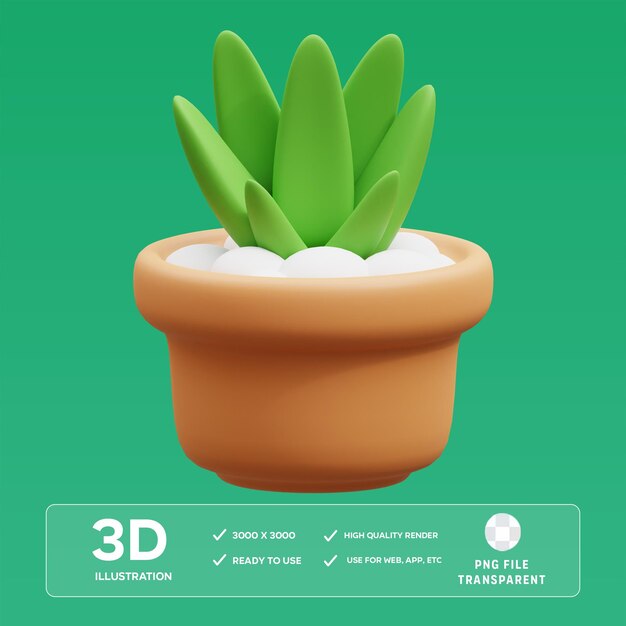 Ilustración 3D de PSD Cactus