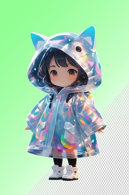 PSD ilustración 3d de psd chibi aislado en un fondo transparente