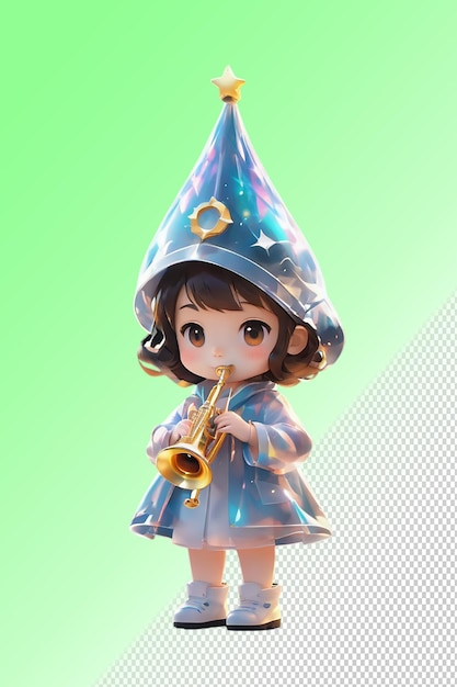 Ilustración 3d de psd chibi aislado en un fondo transparente