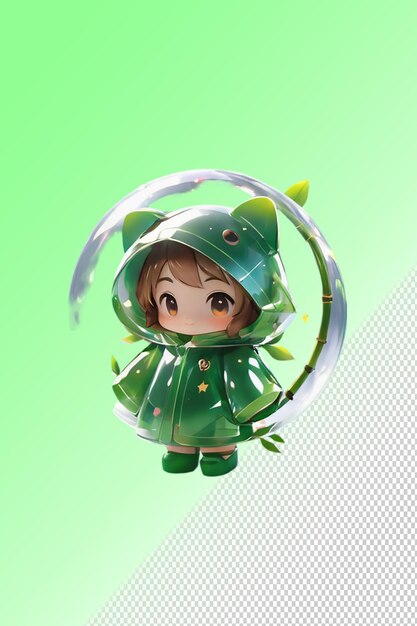 PSD ilustración 3d de psd chibi aislado en un fondo transparente