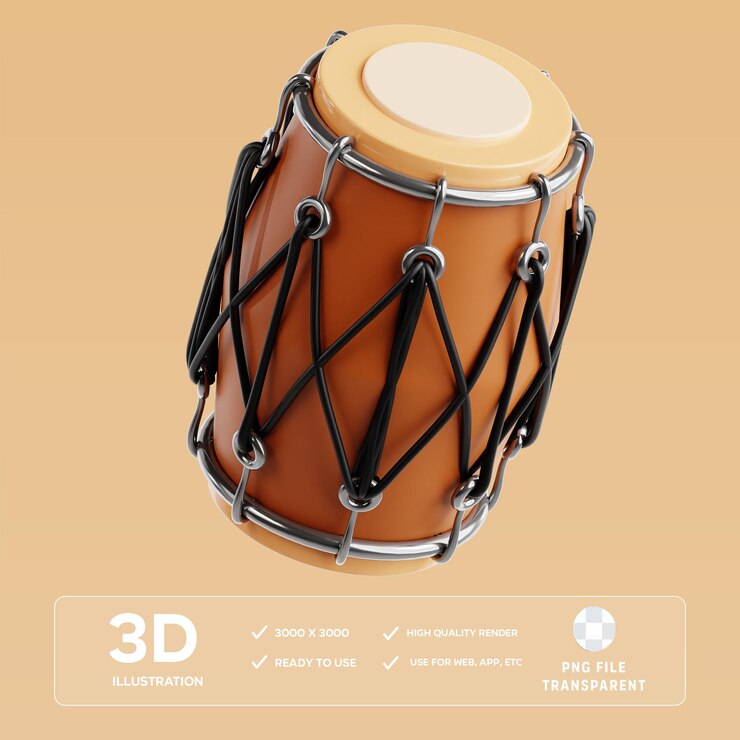 Ilustración en 3D de PSD Dhol Drum