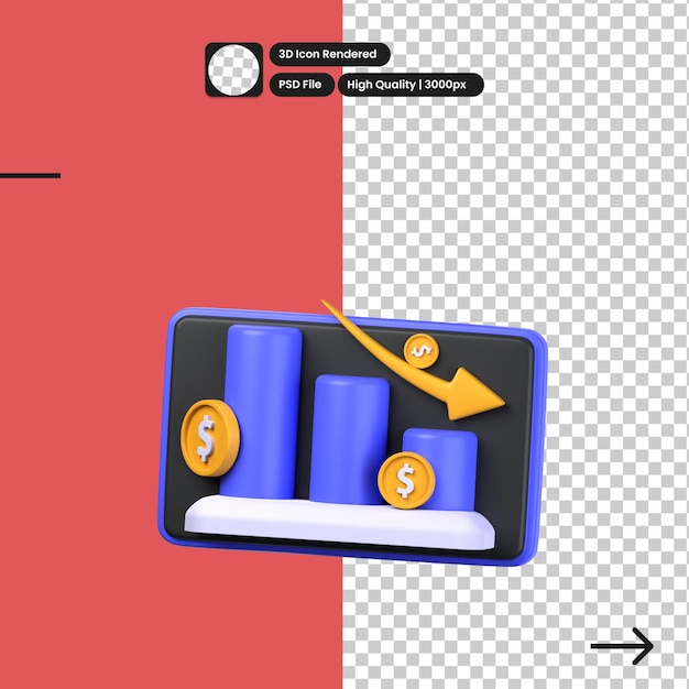 Ilustración 3D de PSD del gráfico de pérdidas financieras