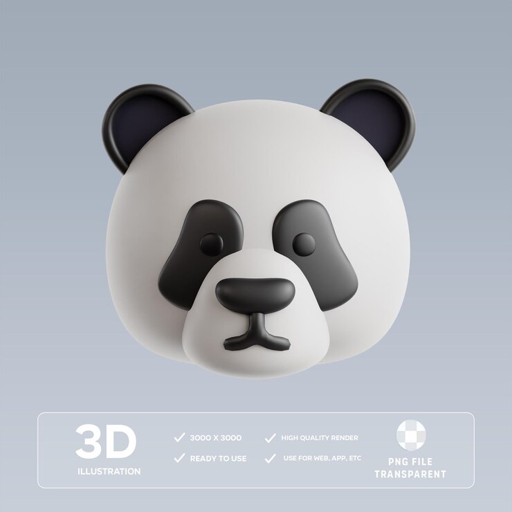 Ilustración 3D de PSD Panda