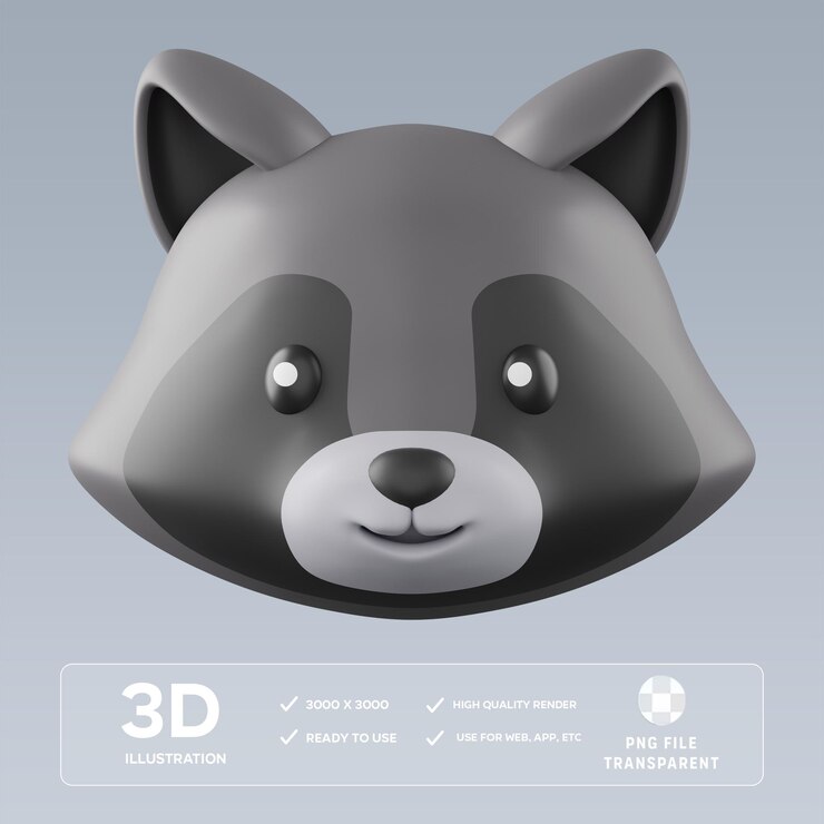 Ilustración en 3D de PSD Racoon