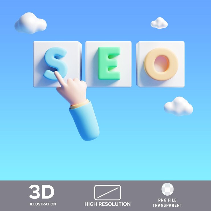 PSD ilustración en 3d de psd seo