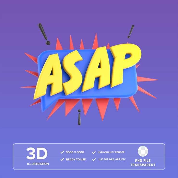 PSD ilustración en 3d de psd tan pronto como sea posible