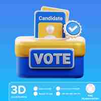 PSD ilustración en 3d de psd vote