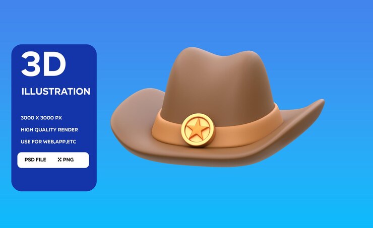 PSD ilustración en 3d de psd western