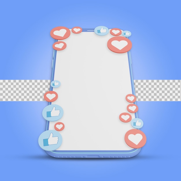 ilustración 3d de publicidad en redes sociales de teléfonos inteligentes