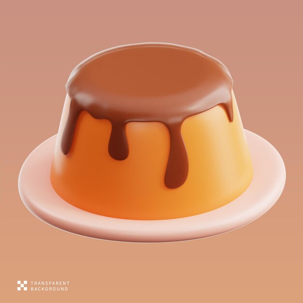 Ilustración en 3D del pudín de chocolate PSD