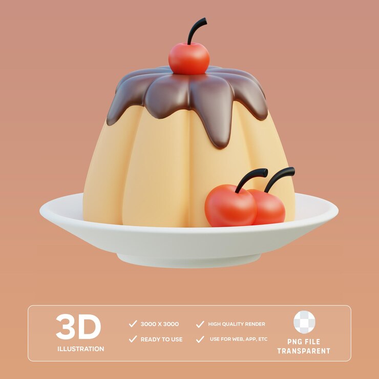 PSD ilustración 3d del pudín de psd