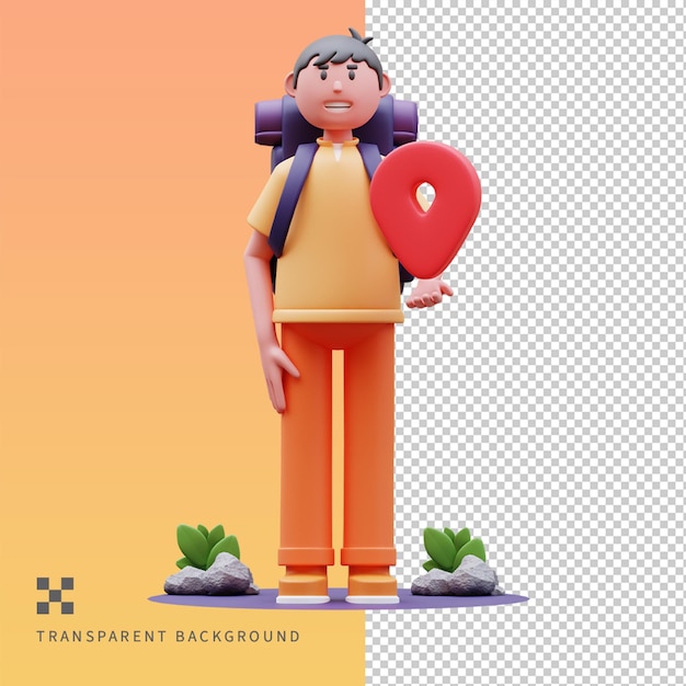 PSD ilustración 3d del punto de viaje de psd