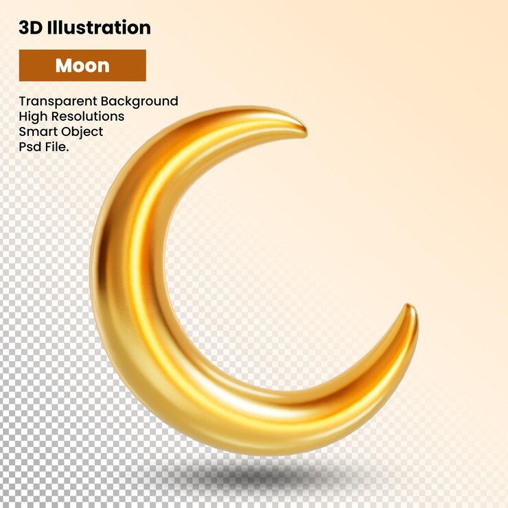 Ilustración 3d que representa la luna con fondo transparente