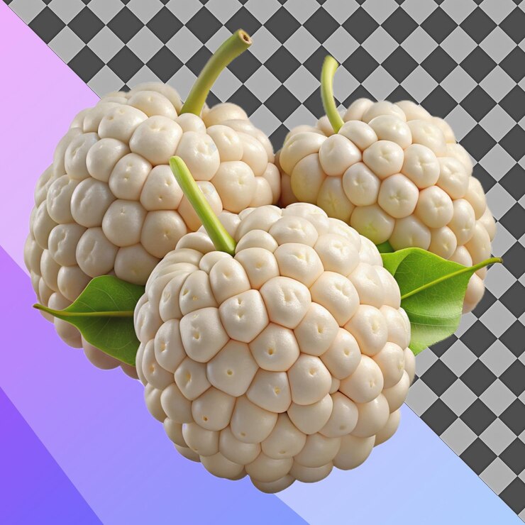 PSD ilustración en 3d de racimos de frutas blancas cremosas