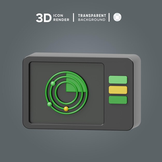 PSD ilustración 3d del radar psd